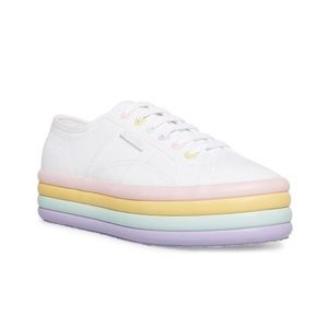 New superga rainbow platform sneakers